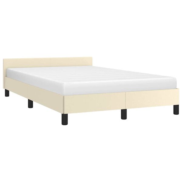 vidaXL Estructura de cama sin colch&oacute;n cuero sint&eacute;tico crema 120x190 cm