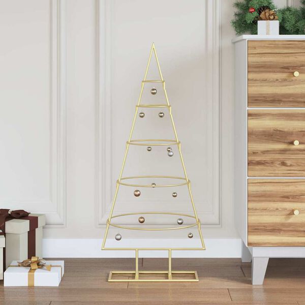 vidaXL &Aacute;rbol de Navidad de metal con soporte Dorado 90 cm