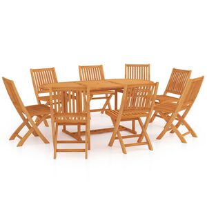 vidaXL Conjunto de comedor de jard&iacute;n 9 piezas madera maciza de teca