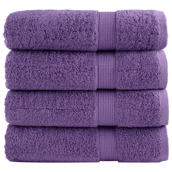 vidaXL Toallas de mano SOLUND 4 unidades morado 50x100 cm 600 gsm