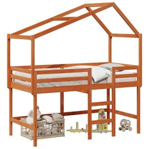 vidaXL Estructura de cama alta Marr&oacute;n Cera 90 x 190 cm