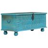 vidaXL Ba&uacute;l de almacenamiento madera maciza mango azul 100x40x41 cm