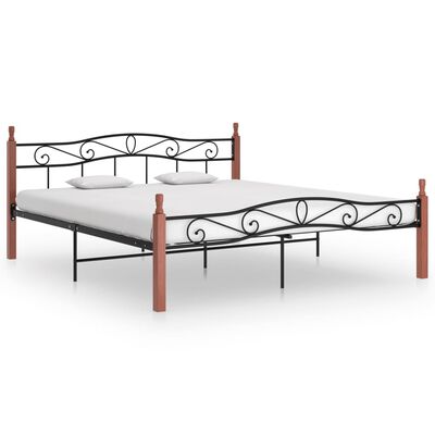 vidaXL Estructura de cama madera maciza roble metal negro 200x200 cm