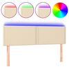 vidaXL Cabecero con LED de tela color crema 144x5x78/88 cm