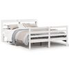 vidaXL Estructura de cama con cabecero sin colch&oacute;n blanco 160x200 cm