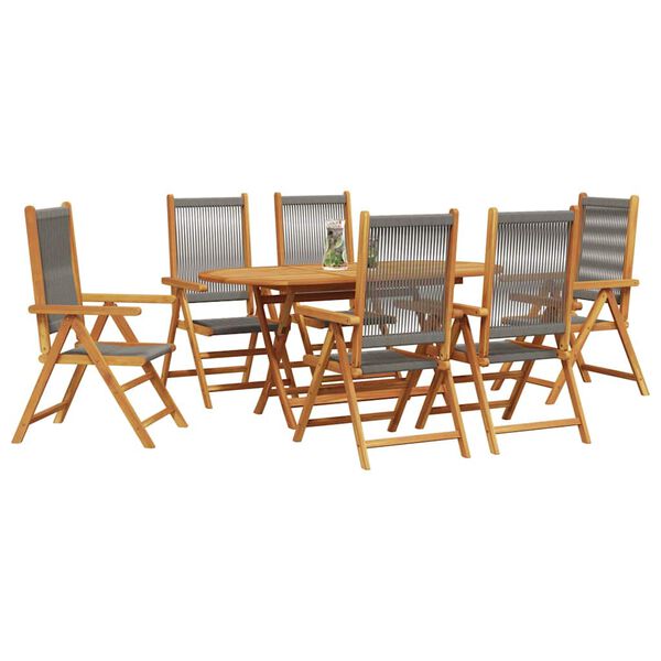 vidaXL Conjunto de Comedor de Jard&iacute;n 7 pcs Gris