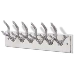 Colgador de aluminio con ganchos para ropa, abrigos (Plateado)