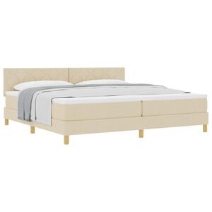 vidaXL Cama tipo Box Spring con colch&oacute;n Crema 200 x 200 cm tela