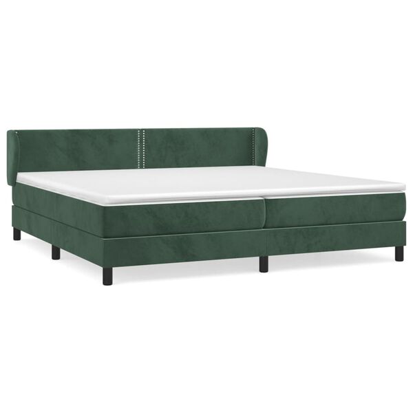 vidaXL Cama box spring con colch&oacute;n terciopelo verde oscuro 200x200 cm