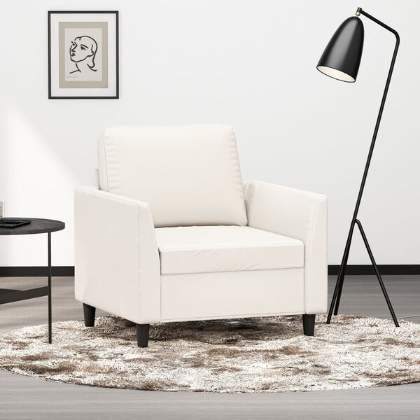 vidaXL Sill&oacute;n cuero sint&eacute;tico crema 60 cm