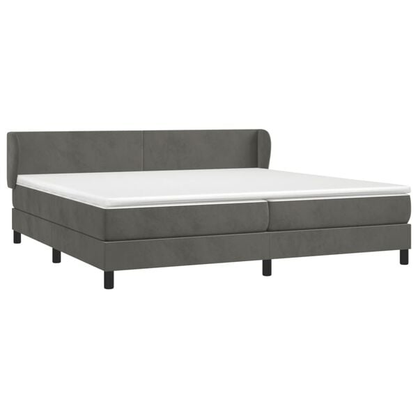 vidaXL Cama box spring con colch&oacute;n terciopelo gris oscuro 200x200 cm