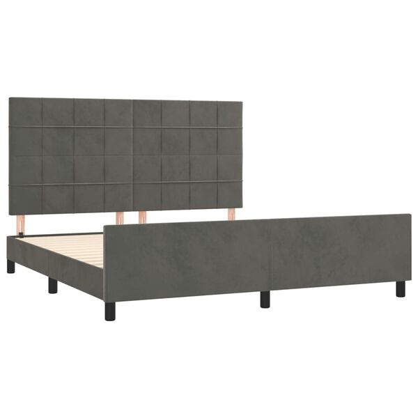 vidaXL Estructura de cama sin colch&oacute;n terciopelo gris oscuro 160x200cm
