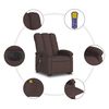vidaXL Sill&oacute;n masaje el&eacute;ctrico reclinable elevable tela marr&oacute;n oscuro