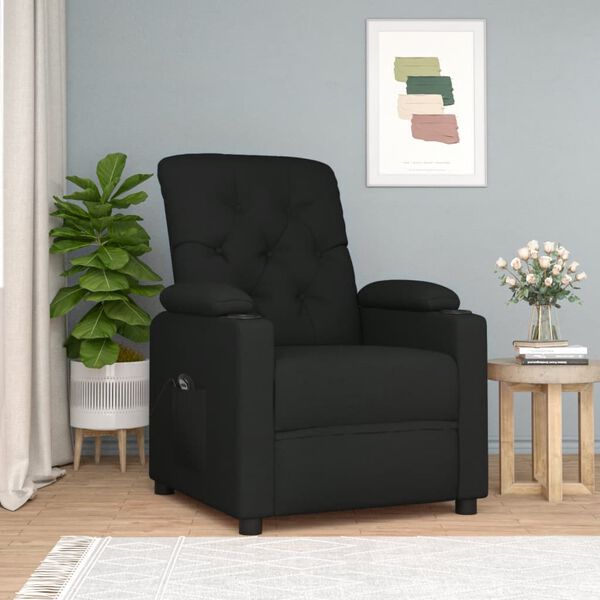 vidaXL Sill&oacute;n reclinable el&eacute;ctrico de tela negro