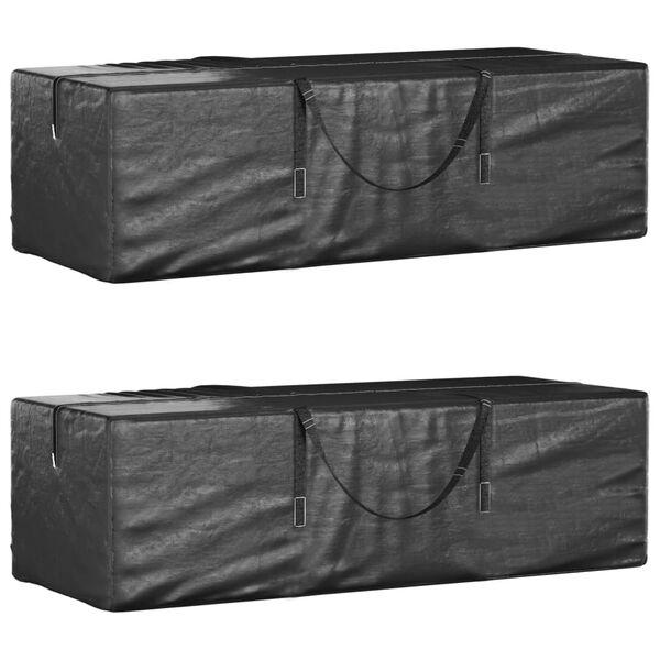 vidaXL Bolsas para cojines jard&iacute;n 2 uds polietileno negro 135x40x55 cm