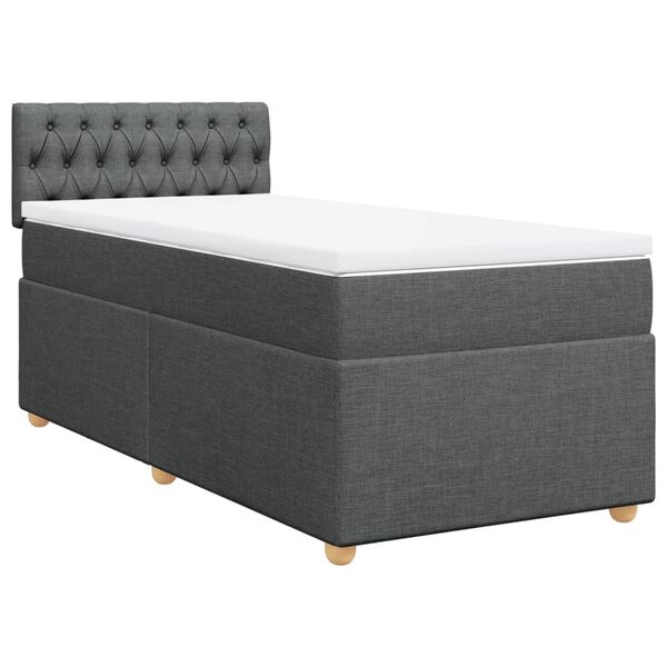 vidaXL Cama box spring con colch&oacute;n tela gris oscuro 90x190 cm