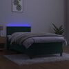 vidaXL Cama box spring colch&oacute;n y LED terciopelo verde oscuro 100x200cm