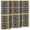 vidaXL Biombo separador 5 paneles madera maciza Paulownia marr&oacute;n negro