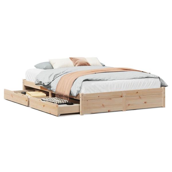 vidaXL Estructura de cama sin colch&oacute;n madera de pino blanca 140x200 cm