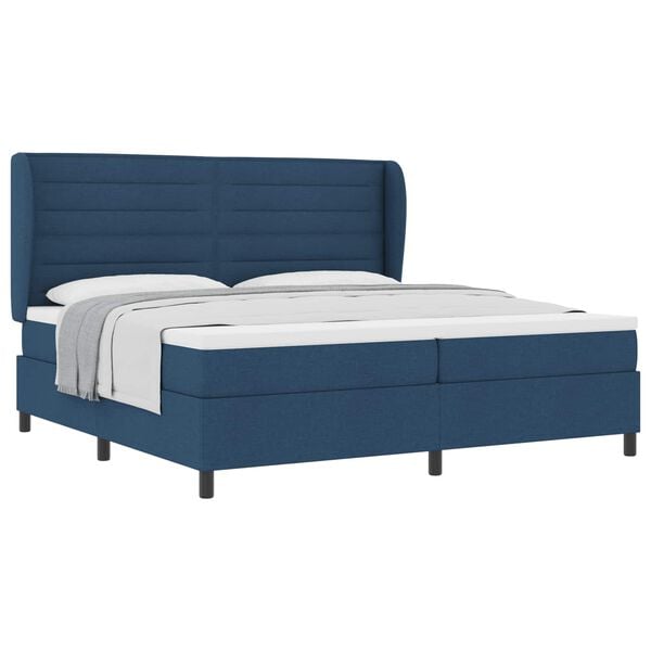 vidaXL Cama tipo Box Spring con colch&oacute;n Azul 200 x 200 cm tela