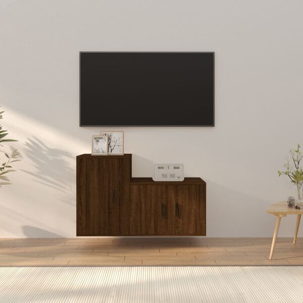 vidaXL Set de muebles para TV 2 pzas madera contrachapada roble marr&oacute;n