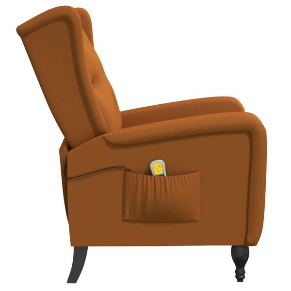 vidaXL Sill&oacute;n de masaje reclinable de terciopelo marr&oacute;n