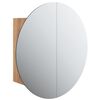 vidaXL Armario de ba&ntilde;o con espejo redondo y LED roble 47x47x17,5 cm