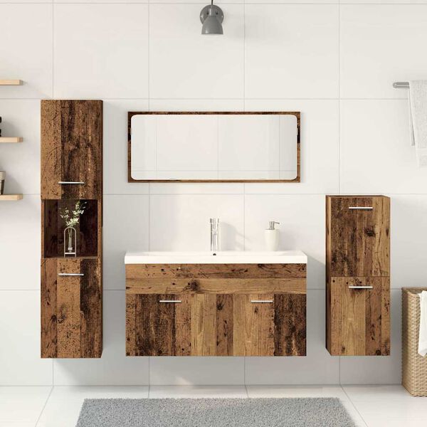 vidaXL Juego de muebles de ba&ntilde;o 5 piezas madera ingenier&iacute;a envejecida
