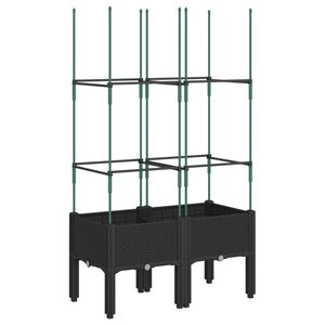 vidaXL Jardinera con enrejado PP negro 80x40x142,5 cm