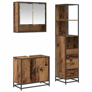 vidaXL Juego de muebles de ba&ntilde;o con caj&oacute;n 3 pcs Madera envejecida