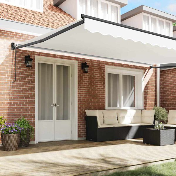 vidaXL Toldo Retr&aacute;ctil Blanco 500 x 300 cm Tela y Metal