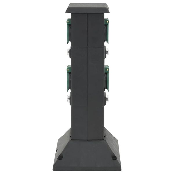 vidaXL Columna de 4 enchufes de exterior negro y verde 16x16x39,5 cm