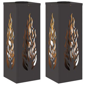 vidaXL Luz de camino LED solar 2 pcs Negro Acero laminado en fr&iacute;o