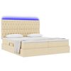 vidaXL Cama con tira de luces LED con cabecera Crema 180 x 200 cm tela