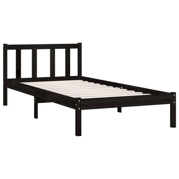 vidaXL Estructura de cama sin colch&oacute;n madera maciza negro 100x200 cm