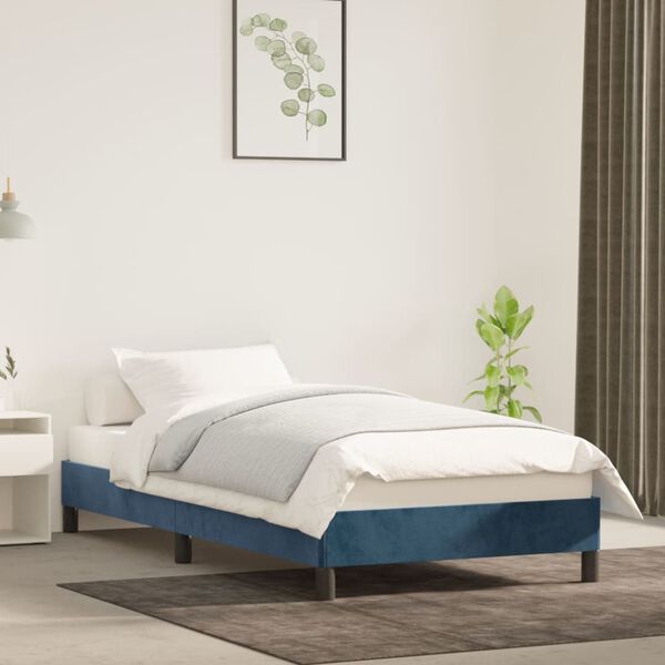 vidaXL Estructura de cama sin colch&oacute;n terciopelo azul oscuro 100x200cm