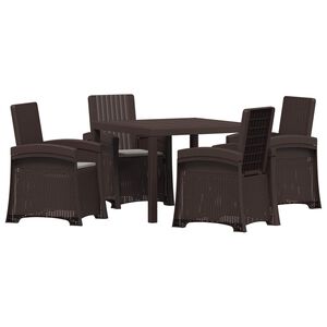 vidaXL Conjunto de Comedor de Jard&iacute;n 5 uds. Marr&oacute;n y Gris Claro PP