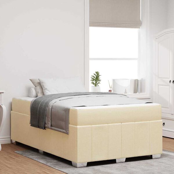 vidaXL Estructura de cama con colch&oacute;n Crema 120 x 200 cm tela