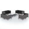 vidaXL Set muebles jard&iacute;n 9 pzas y cojines rat&aacute;n sint&eacute;tico gris oscuro