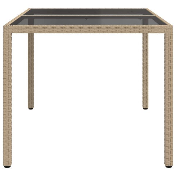 vidaXL Mesa jardín vidrio templado ratán sintético 150x90x75 cm beige