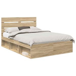 vidaXL Estructura de cama con cabecera Roble Sonoma 150 x 200 cm