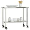 vidaXL Mesa de trabajo de cocina con ruedas acero inox 110x55x85 cm