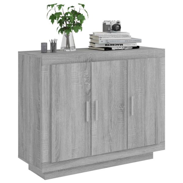 vidaXL Aparador de madera contrachapada gris Sonoma 92x35x75 cm