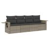 vidaXL Set de sof&aacute;s de jard&iacute;n 4 pzas y cojines rat&aacute;n sint&eacute;tico gris