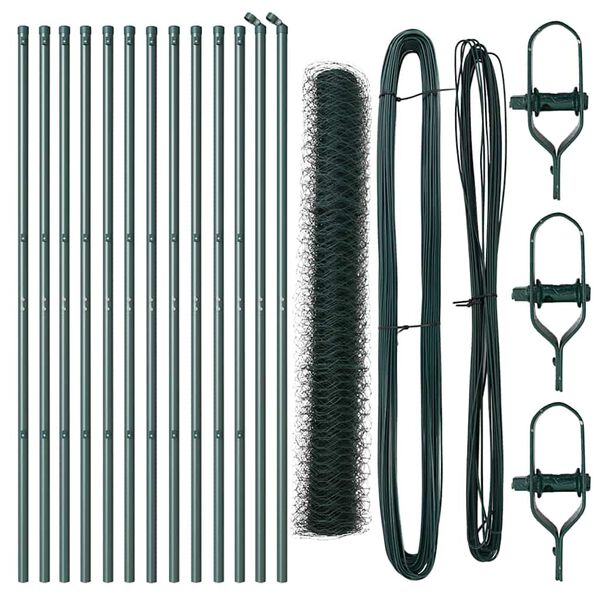 vidaXL Poste de Valla Verde 25 x 1 m (malla de 50 mm) Acero