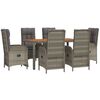 vidaXL Set comedor jardín 7 pzas y cojines ratán sintético gris