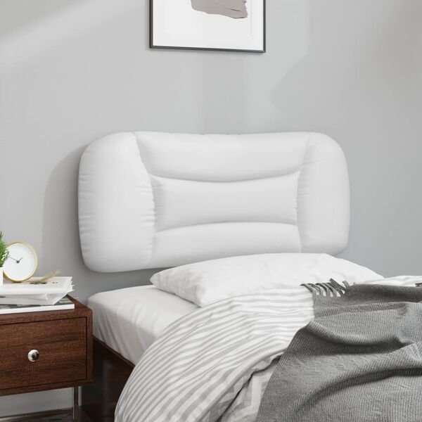 vidaXL Cabecero de cama acolchado Hvar cuero sint&eacute;tico blanco 90 cm