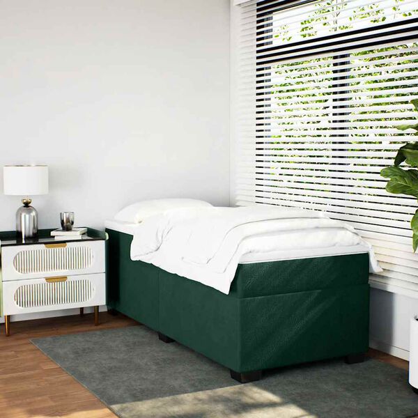 vidaXL Cama box spring con colch&oacute;n terciopelo verde oscuro 100x200 cm