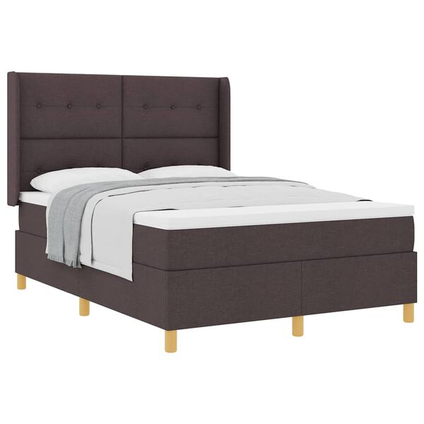 vidaXL Cama con Somier con colch&oacute;n Marr&oacute;n oscuro 140 x 190 cm tela