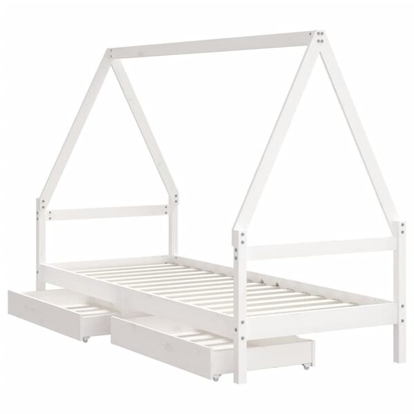 vidaXL Estructura cama ni&ntilde;os con cajones madera pino blanco 90x200 cm